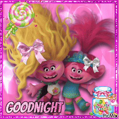 A Picture Of Two Trolls With The Words Goodnight On It GIF