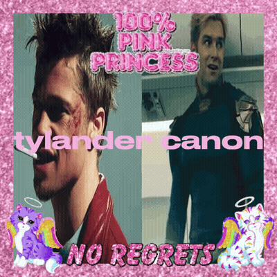 A Picture Of Tylander Canon Is Surrounded By Pink Glitter GIF
