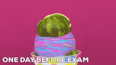 A Picture Of Watermelon Slices With The Words One Day Before Exam Below It GIF
