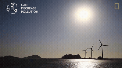A Picture Of Windmills With The Words Can Decrease Pollution GIF