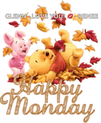 A Picture Of Winnie The Pooh And Piglet With The Words Happy Monday GIF