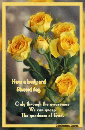 A Picture Of Yellow Roses With A Quote That Says Have A Lovely And Blessed Day GIF