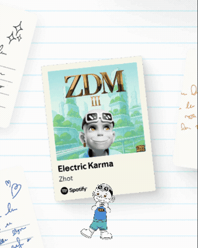 A Picture Of Zdm 'S Electric Karma Album Is On A Piece Of Paper GIF