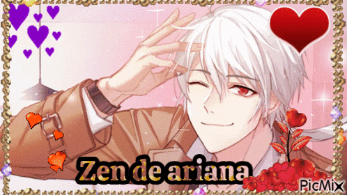 A Picture Of Zen De Ariana With Hearts Around Him GIF