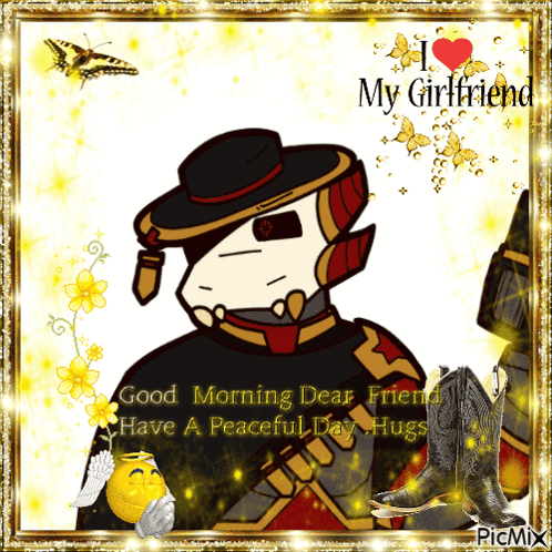 A Picture That Says I Love My Girlfriend With A Picture Of A Skeleton GIF
