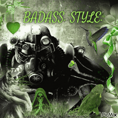 A Picture With A Gas Mask And The Words Badass Style GIF