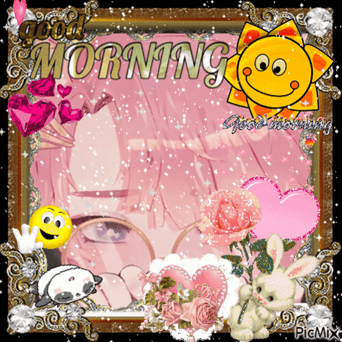 A Picture With A Smiley Face And The Words Good Morning On It GIF