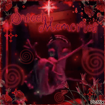 A Picture With The Words Sweet Memories In Red Letters GIF