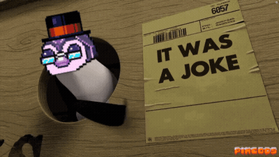 A Piece Of Paper That Says It Was A Joke Next To A Penguin GIF