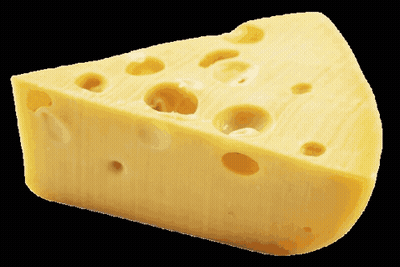 A Piece Of Yellow Cheese With Holes In It On A Black Background GIF