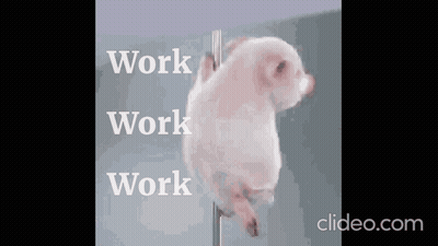 A Pig Is On A Pole With The Words Work Work Work GIF