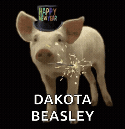A Pig Wearing A Top Hat That Says Happy New Year On It GIF