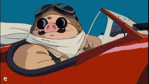 Pig Wearing Goggles And Scarf Flying Plane GIF