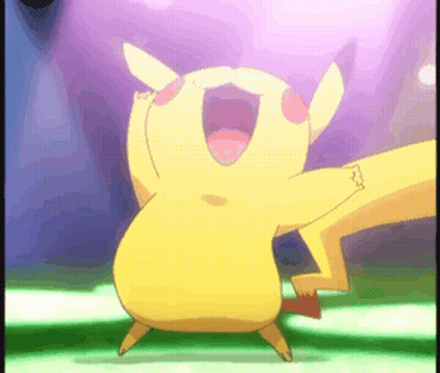 A Pikachu Is Dancing With Its Mouth Open In A Video Game . GIF