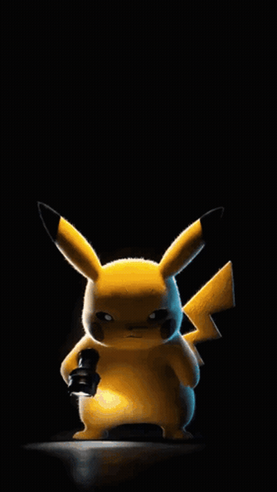 A Pikachu Is Holding A Flashlight In Its Paws . GIF