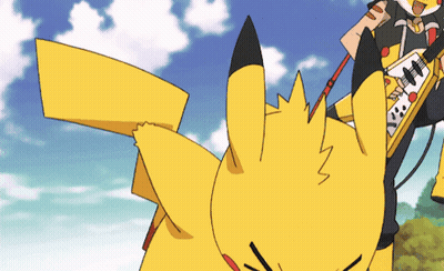 A Pikachu Is Playing A Guitar In A Cartoon Scene GIF