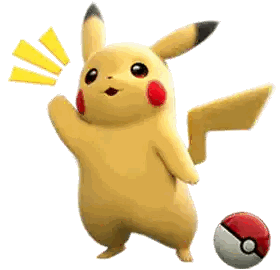A Pikachu Is Standing Next To A Red Pokeball Sticker