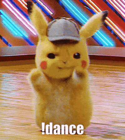 A Pikachu Wearing A Hat Is Dancing With The Words Idance Behind Him GIF