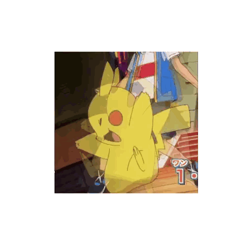 A Pikachu With Its Mouth Open And The Number 1 In The Corner Sticker
