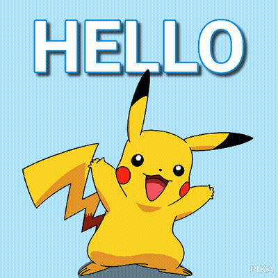 A Pikachu With The Word Hello Behind It GIF