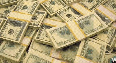 A Pile Of 100 Dollar Bills Stacked On Top Of One Another GIF