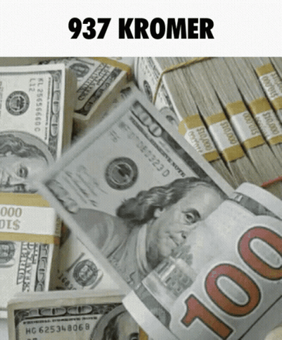 A Pile Of 100 Dollar Bills With The Number 937 Kromer On The Bottom GIF