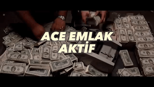 A Pile Of Money With Ace Emlak Aktif Written On The Bottom GIF