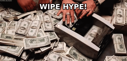 A Pile Of Money With The Words Wipe Hype Written On It GIF