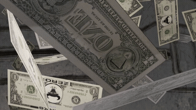 A Pile Of One Dollar Bills With Zero Written On The Front GIF