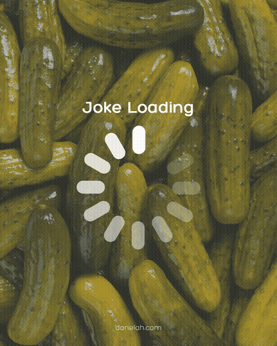 A Pile Of Pickles With A Sign That Says Jellow Loading GIF