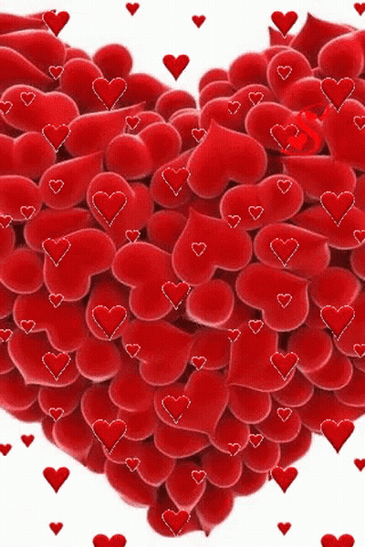 A Pile Of Red Hearts Forming A Heart On A White Background . GIF