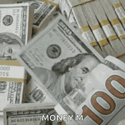 A Pile Of Stacks Of 100 Dollar Bills With The Words Money M On The Bottom GIF