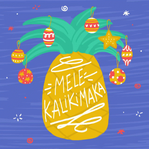 A Pineapple With Christmas Decorations And The Words Mele Kalikimaka GIF