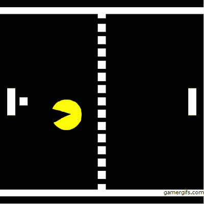 A Ping Pong Game With A Yellow Ball In The Center GIF