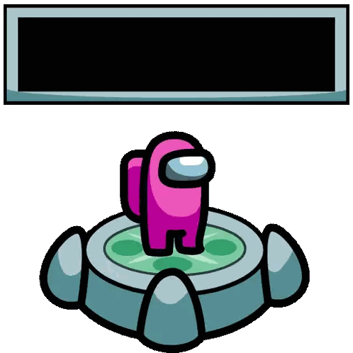 A Pink Among Us Character Is Standing On A Green Circle Sticker