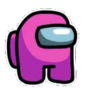 A Pink Among Us Character With A Blue Helmet And A White Background . Sticker