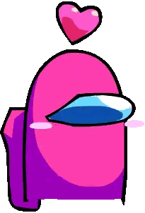 A Pink Among Us Character With A Heart On Top Of His Head . Sticker