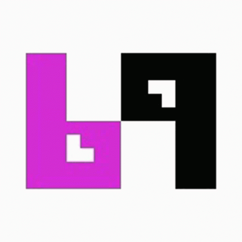 A Pink And Black Square With A White L In The Middle . GIF