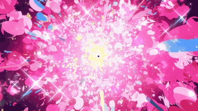 A Pink And Blue Background With A Yellow Center GIF
