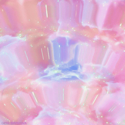 A Pink And Blue Background With The Name Geya Shivalova At The Bottom GIF