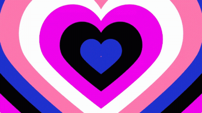 A Pink And Blue Heart With A Black Heart In The Middle GIF