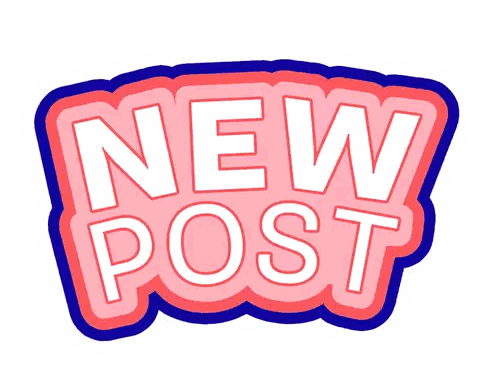 A Pink And Blue Sticker That Says New Post On It Sticker