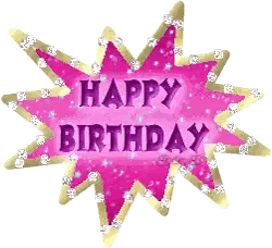A Pink And Gold Star With The Words Happy Birthday Written On It Sticker