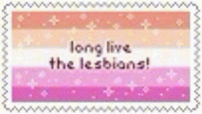 A Pink And Orange Flag With The Words Long Live The Lesbians Written On It . GIF