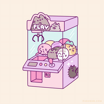 A Pink And Purple Claw Machine With The Word Play On It GIF