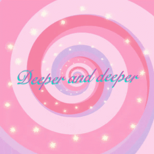 A Pink And Purple Swirl With Deeper And Deeper Written On It GIF