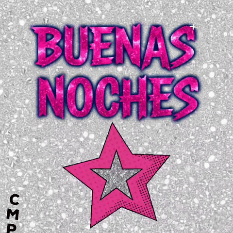 A Pink And Silver Star With The Words Buenas Noches On It GIF