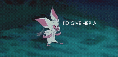 A Pink And White Cartoon Character With The Words " And Yeah " Behind Him GIF
