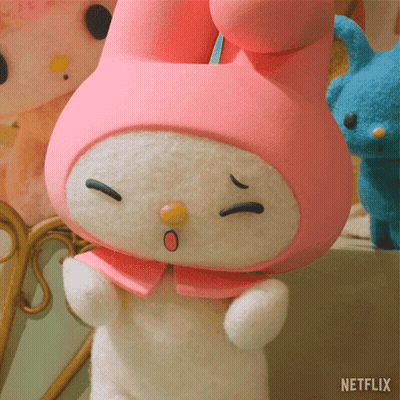 A Pink And White Stuffed Animal With Netflix Written On The Bottom GIF