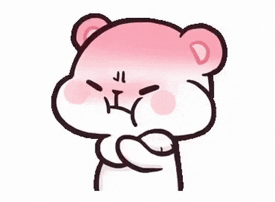 A Pink And White Teddy Bear Is Making An Angry Face . GIF